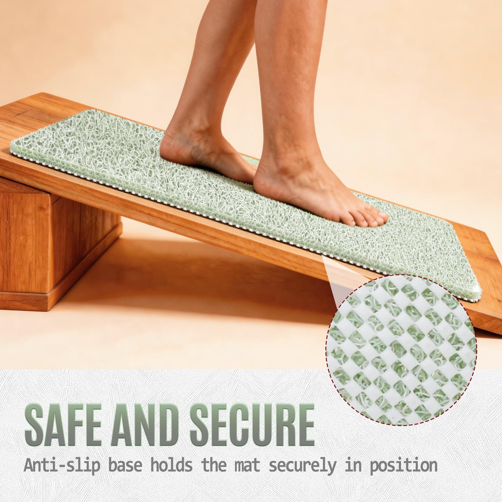 Joyhalo Shower Mat Bathtub Mat Non Slip, Bathmats Non Slip, Quick Drying Foot Scrubber Loofah Mats for Shower, Tub, Bathroom, Home,30x17inch, Mint Green