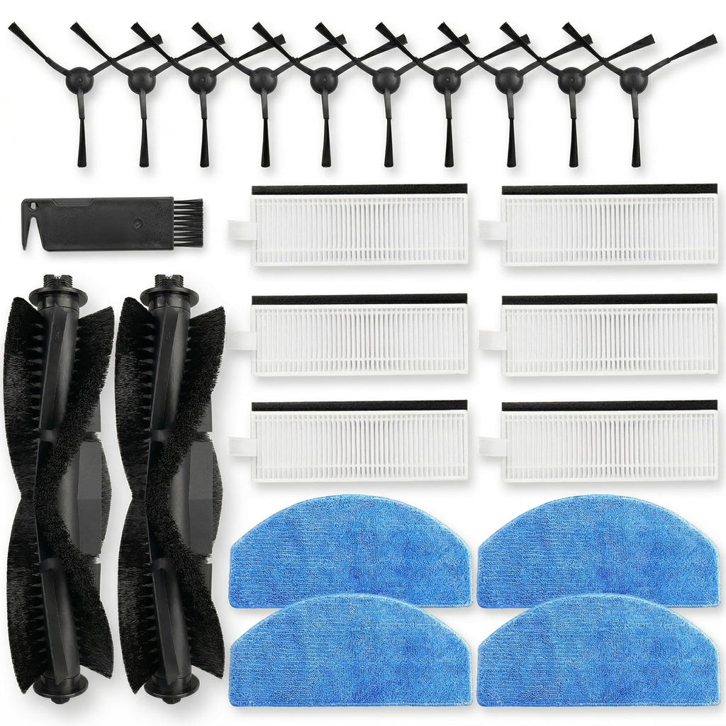 Vacking Replacement Parts fit for Tikom G8000/G8000 Pro, Honiture G20/G20 Pro, Laresar Evol 3/Evol 3s, Airzeen G20 Pro, 2 Roller Brushes, 4 Mop Pads,6 Filters,10 Side Brushes,1 Tool【NOT for G8000 MAX】