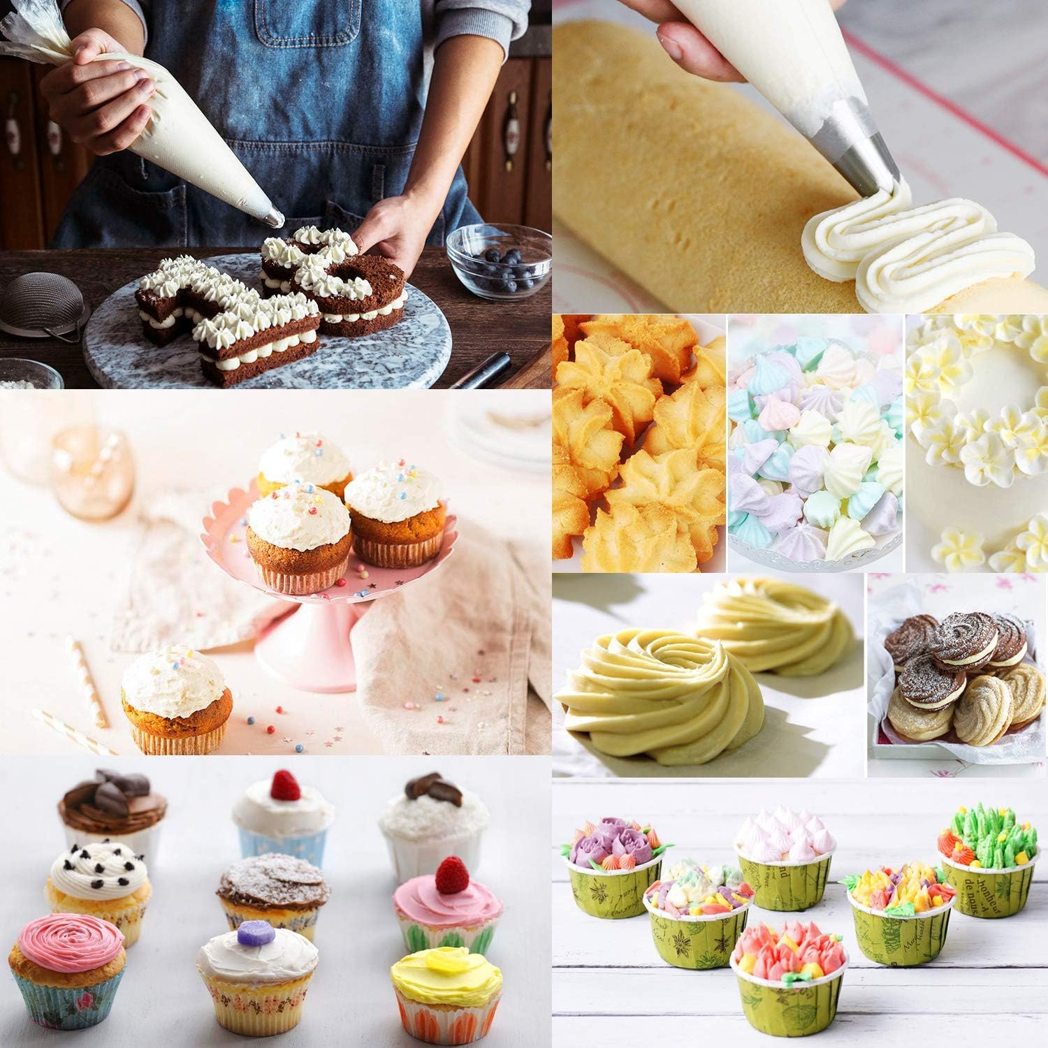 Skiennix 400 Pcs Disposable Piping Bags - 12 Inch Anti-Burst Tipless Icing Bags for Cake & Cookie Decorating