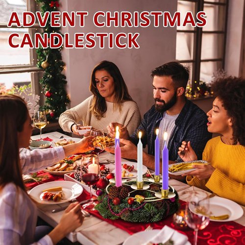 Jingmore Christmas Advent Candle Holders - Rustic Metal Wreath Ring for Pillar Candles | 2 Pcs Set