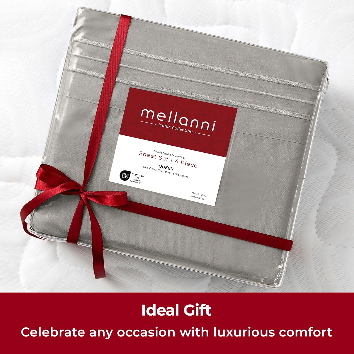 Mellanni Split King Sheets Set - 5 PC Luxury Bedding Collection - Extra Soft, Cooling, Stain Resistant (Taupe)