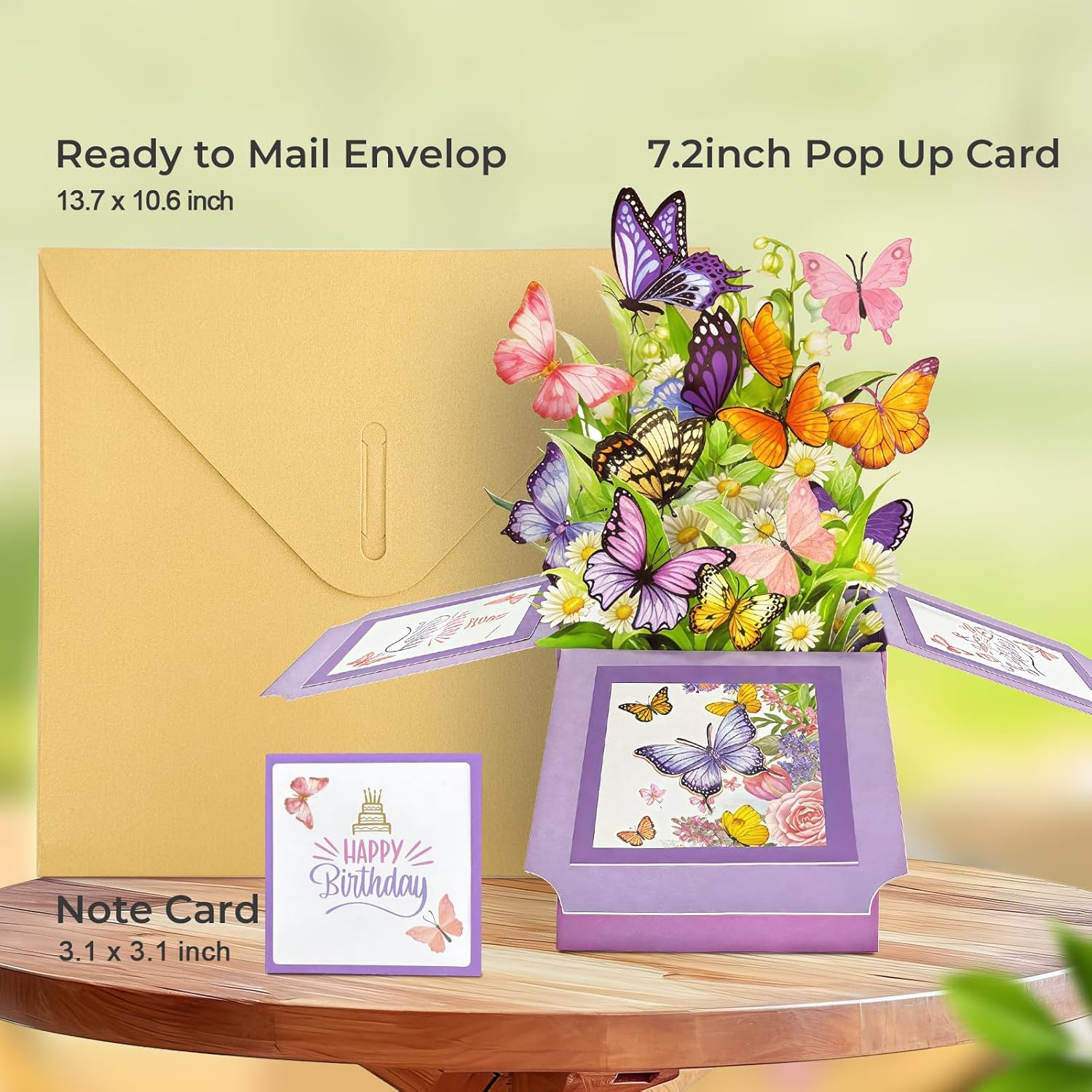 Skiennix Butterfly Pop-Up Birthday Card - Elegant Gift for Women, Daughter, Mom, Sister | Includes Blank Notecard & Envelope