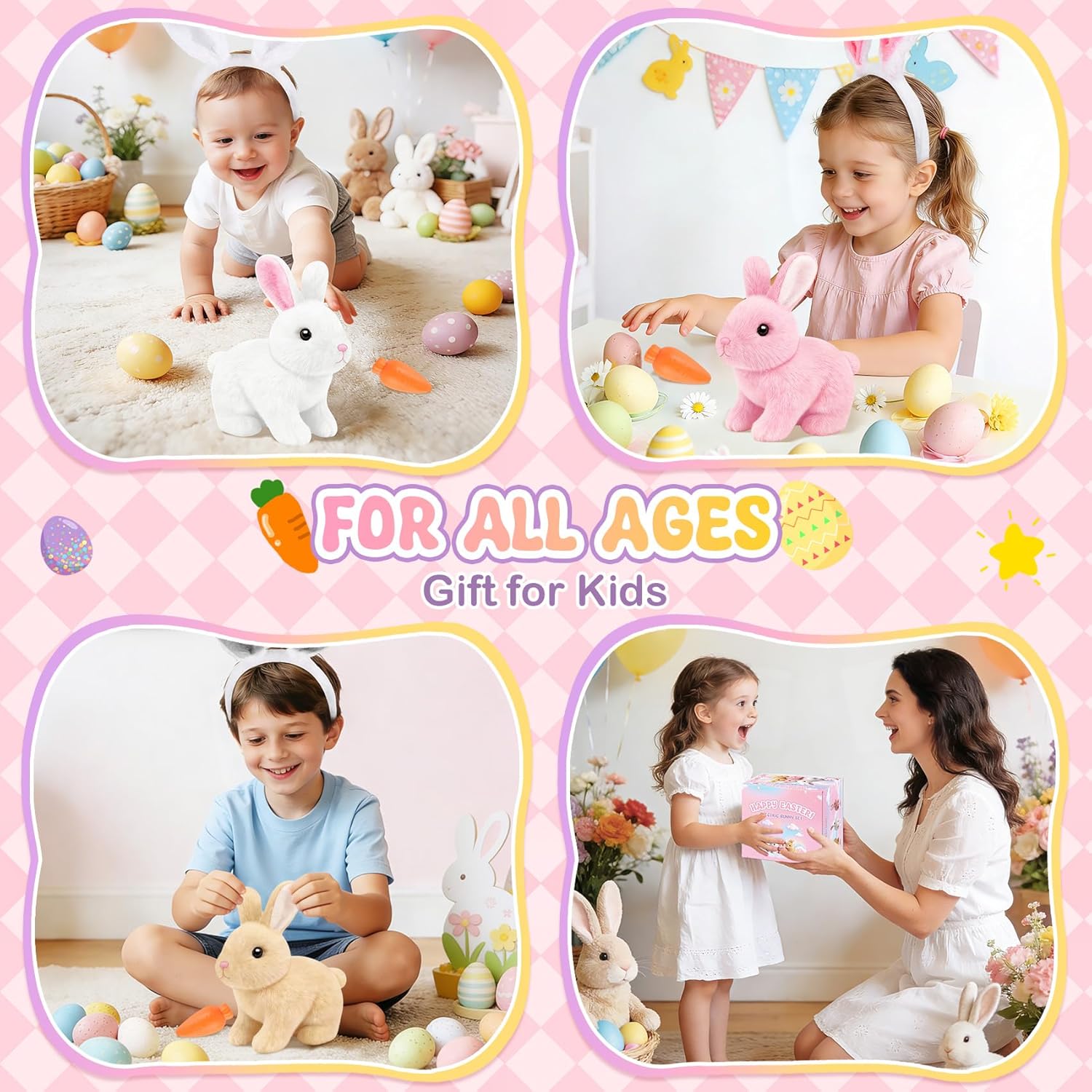Skiennix Realistic Bunny Toy - Interactive Hopping Rabbit Set with Sounds & Headband | Brown