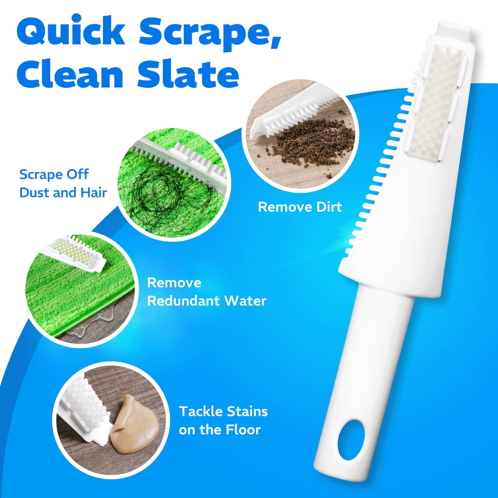 Befanty 4 Pack Reusable Microfiber Mop Pads, Compatible with Swiffer Sweeper, Machine Washable Cloths, Scraper Included, Refills for All Floor Cleaning, Hook and Loop, Wet Dry - 10"- 12"