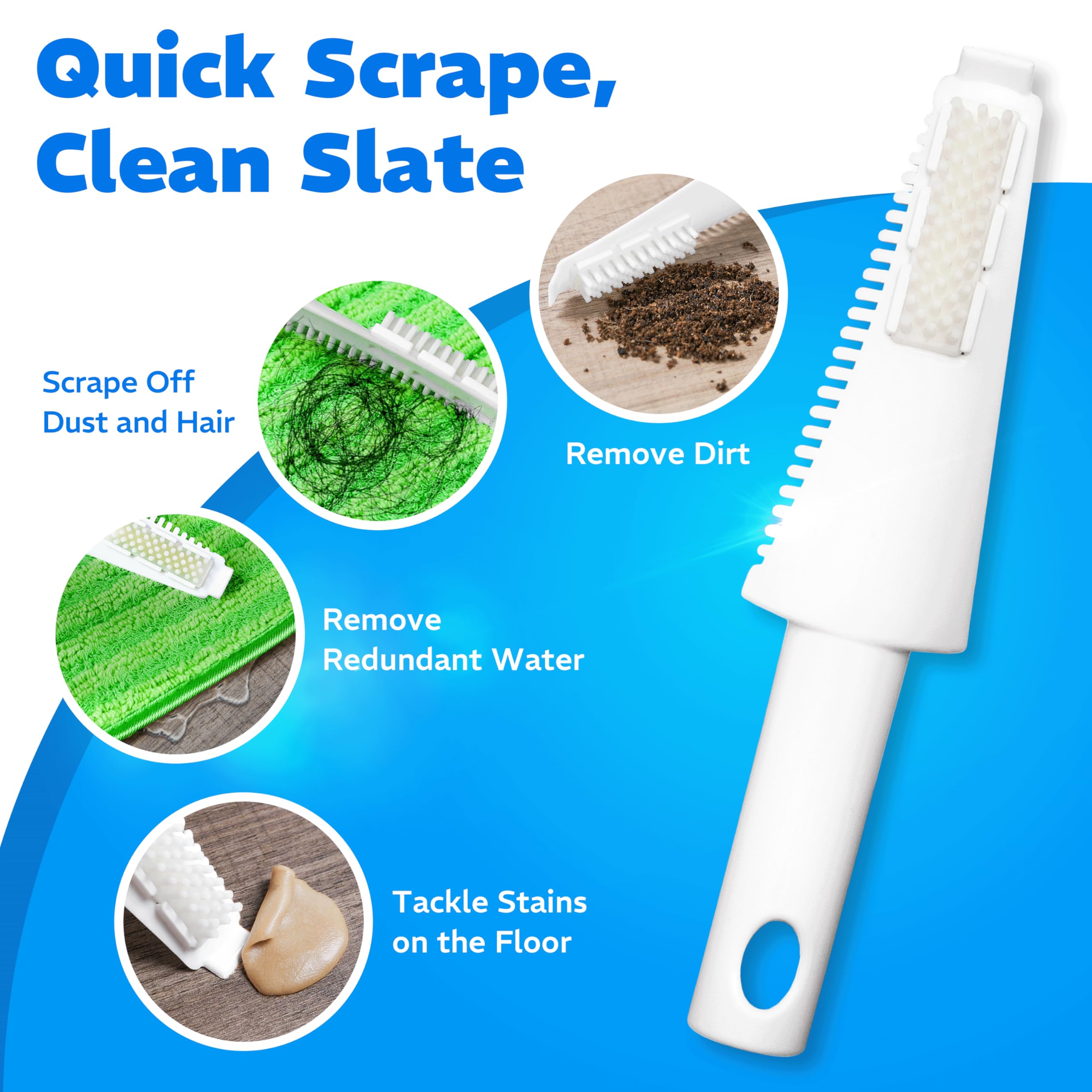 Befanty 4 Pack Reusable Microfiber Mop Pads, Compatible with Swiffer Sweeper, Machine Washable Cloths, Scraper Included, Refills for All Floor Cleaning, Hook and Loop, Wet Dry - 10"- 12"