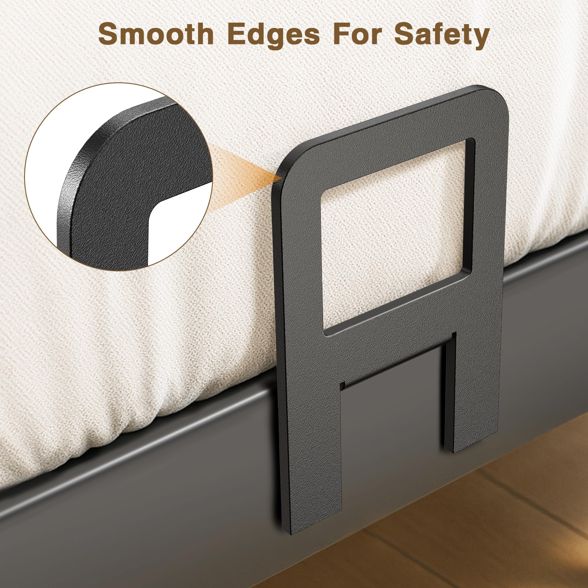 niffgaff 6 PCS Adjustable Anti‑Slip Mattress Slide Stopper Grippers Prevent Mattress Slipping, Metal Bed Frame Holder in Place, Black