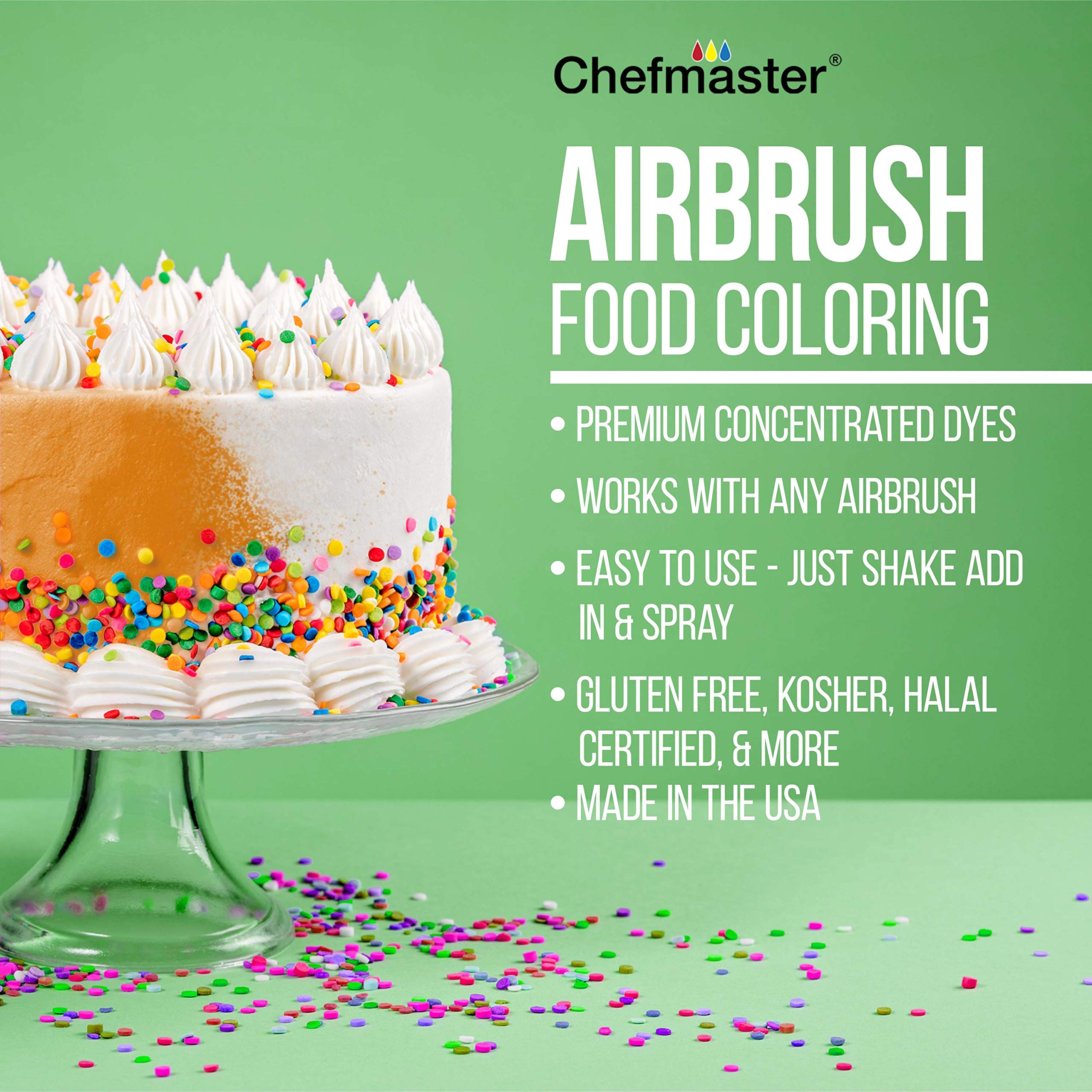 U.S. Cake Supply Deluxe 24 Bottle Airbrush Cake Color Set - The 22 Most Popular Colors in 0.7 fl. oz. (20ml) Bottles - Safely Made in the USA product