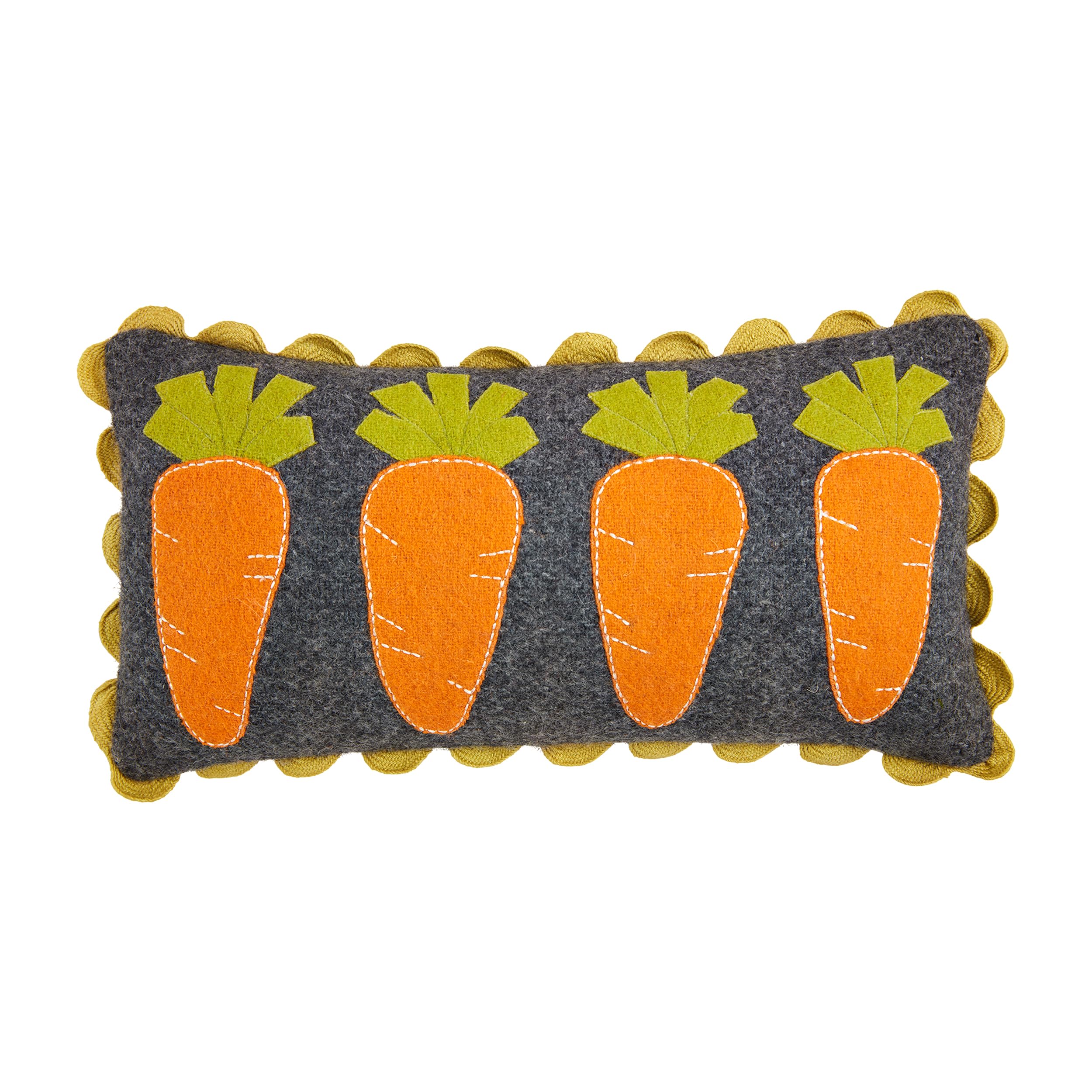 Mud Pie Mini Pillow, Carrot; 12" x 6"
