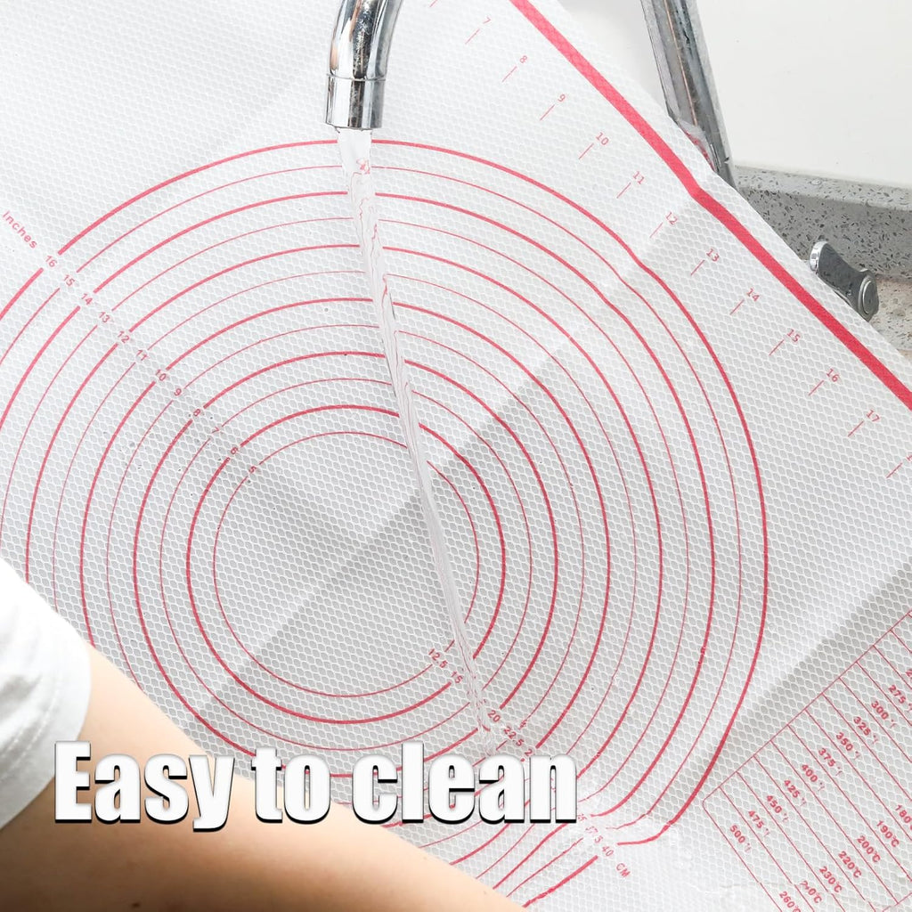 Skiennix Silicone Pastry Mat - 20" x 28" Non-Slip Baking Mat with Measurements | Extra Large Reusable Dough Sheet (White)