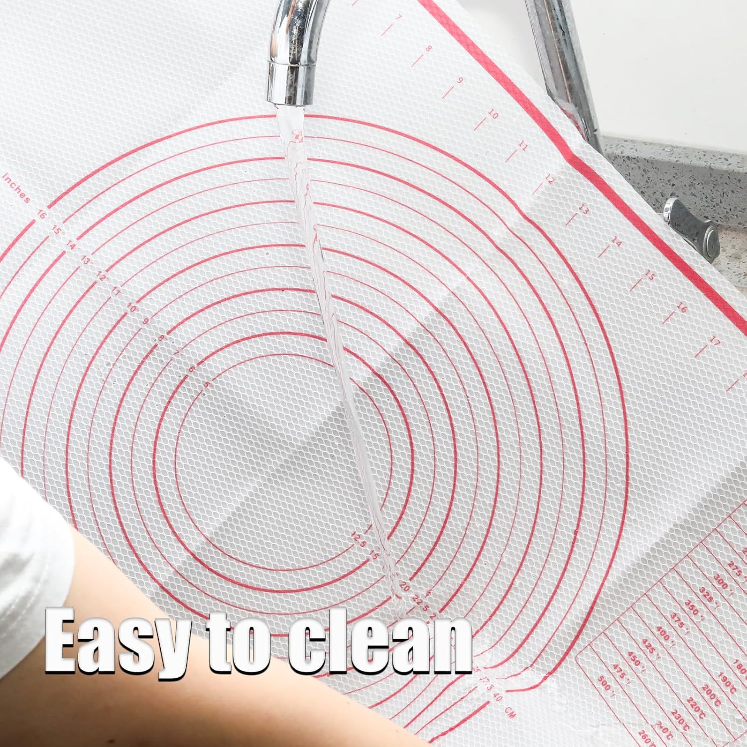 Skiennix Silicone Pastry Mat - 20" x 28" Non-Slip Baking Mat with Measurements | Extra Large Reusable Dough Sheet (White)