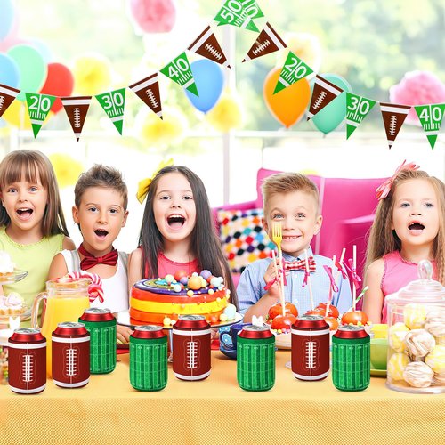 SEPGLITTER 18 Pack Football Can Cooler Sleeves Beer Drink Can Bottle Cooler Sleeves Cooler Collapsible for Football Lovers Party Birthday Themed Party Decorations Supplies Favors
