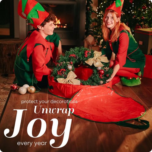 Handy Laundry Christmas Wreath Storage Bag - Durable Tarp Material with Zipper & Sturdy Handle | 36-Inch Dust & Pest Protection