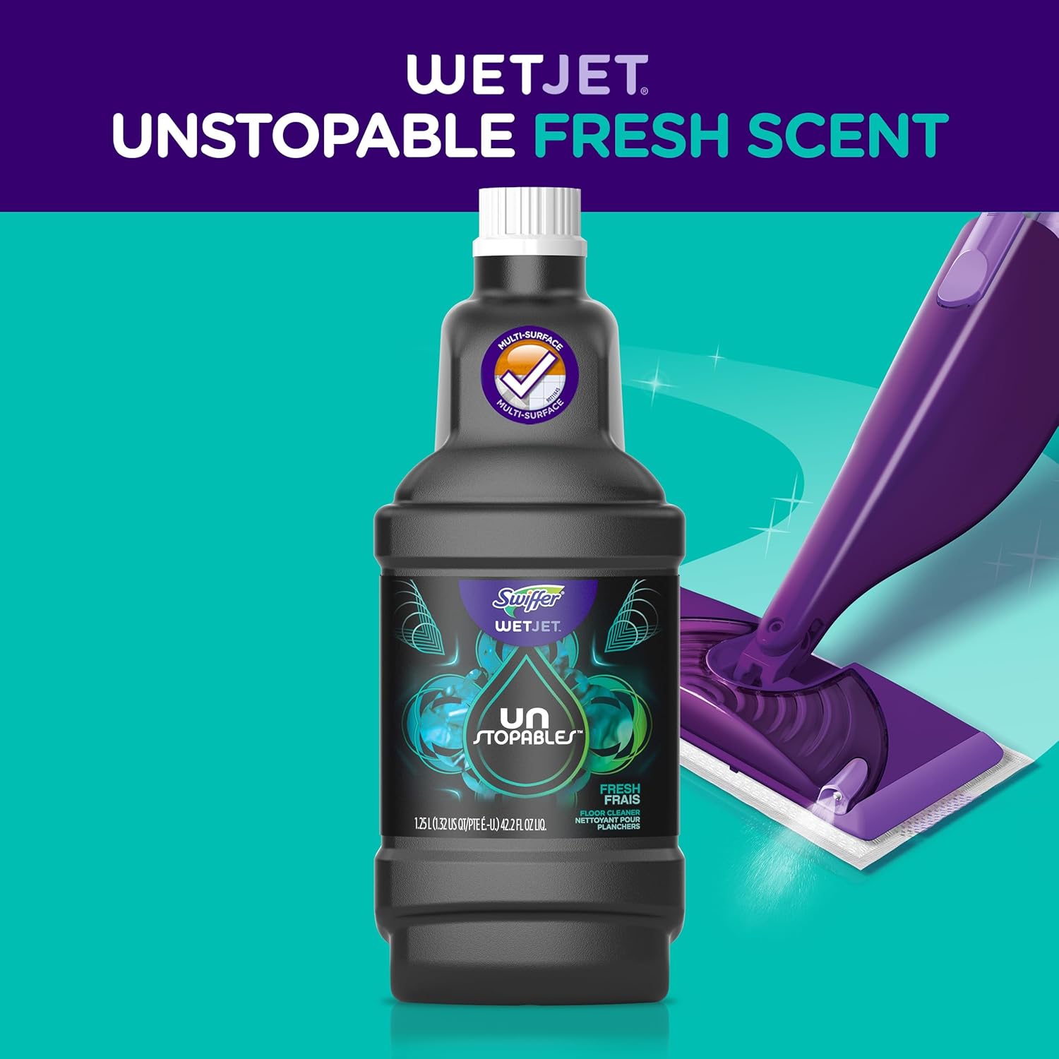 Swiffer WetJet Refill Solution - Fresh Scent Floor Cleaner, 1.25 Liters for Effortless Cleaning