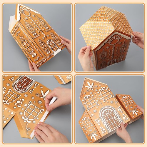 Ctosree Gingerbread House Kit - Large Cardboard Christmas Village with Lighted Trees | Holiday Decor
