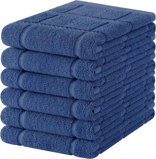 Homaxy Premium Kitchen Towels - Soft & Absorbent 380 GSM Cotton Dish Towels | 18"x28", Navy Blue, 6 Pack