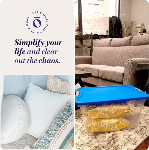 HOMZ 2-Pack Clear Plastic Storage Organizer Bins - 64 Quart Stackable Containers with Blue Lids for Home & Office