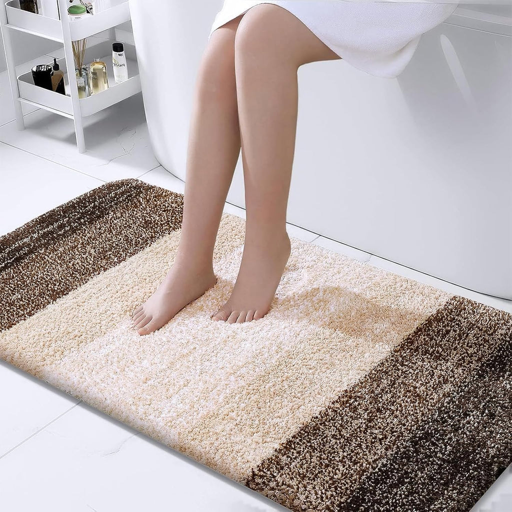 OLANLY Bathroom Runner Rug - Extra Soft Microfiber Mat, Quick Dry & Washable, 44x24, Light Brown