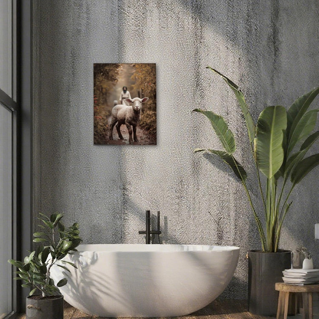 Christian Wall Decor | 11" X 15" Jesus And Lamb Art - Perfect For Prayer Rooms & Baptism Gifts