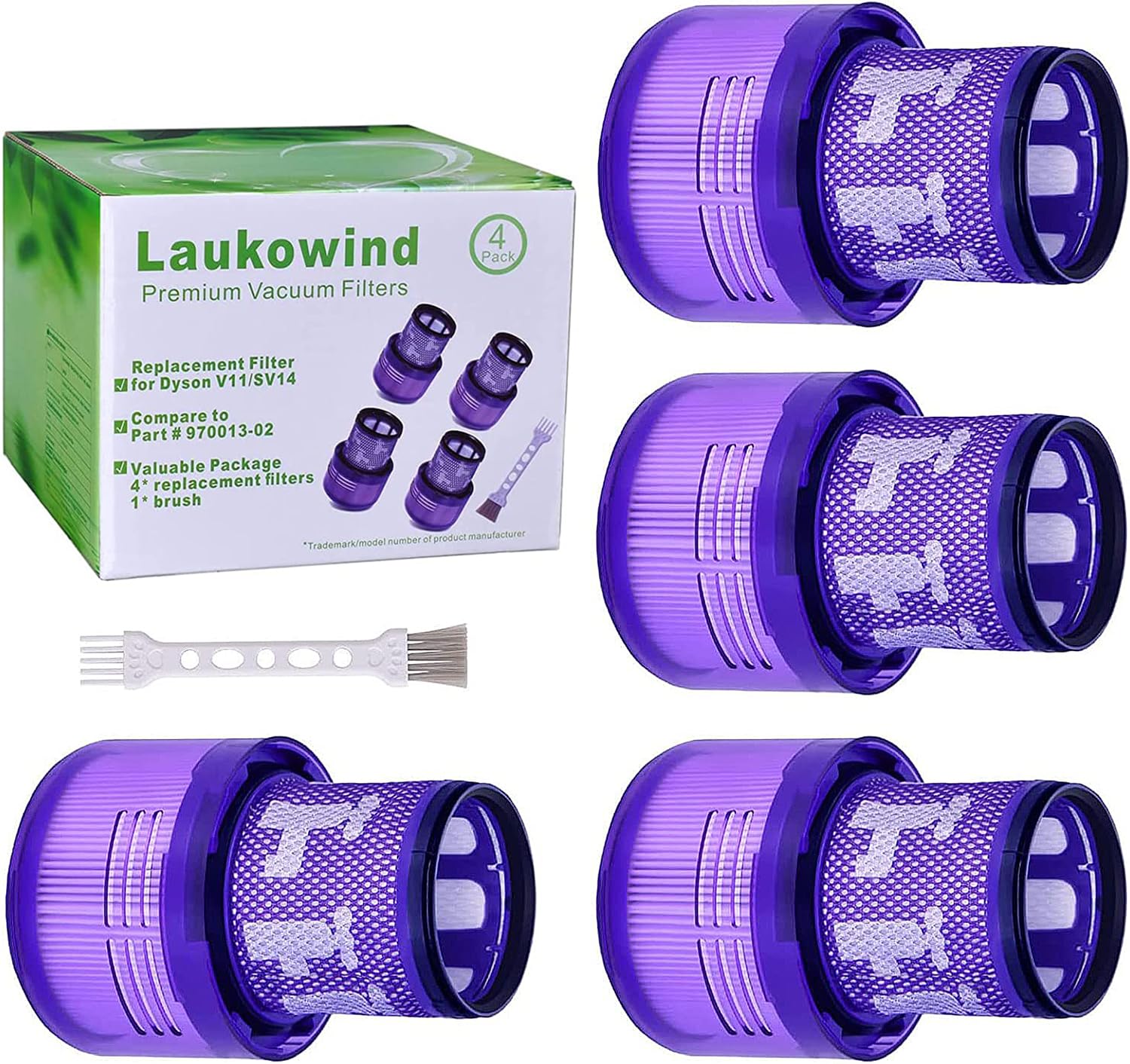4 Pack V11 Torque Drive Cordless Vacuum Cleaner Replacement Filters for Dyson V11 SV14 Animal and V15 Detect Models, Compare to Part No. 970013-02