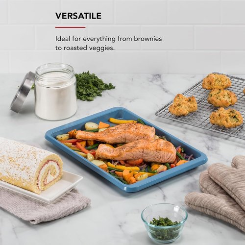 KitchenAid Nonstick Aluminized Steel Baking Sheet - 9x13in, Stylish Blue Velvet Finish