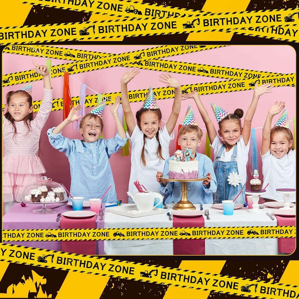 Nuanchu Birthday Zone Construction Party Tape - 3'' x 98 Feet | Perfect for Kids' Classroom Decor