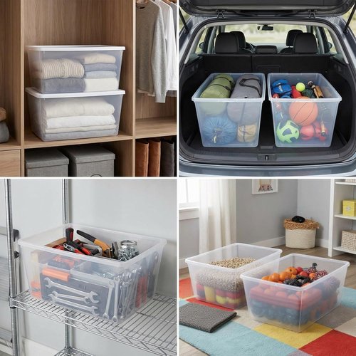 Clear Plastic Storage Bins by [Brand Name] - 90 Quart Stackable Organizer for Home & Office | 2-Pack