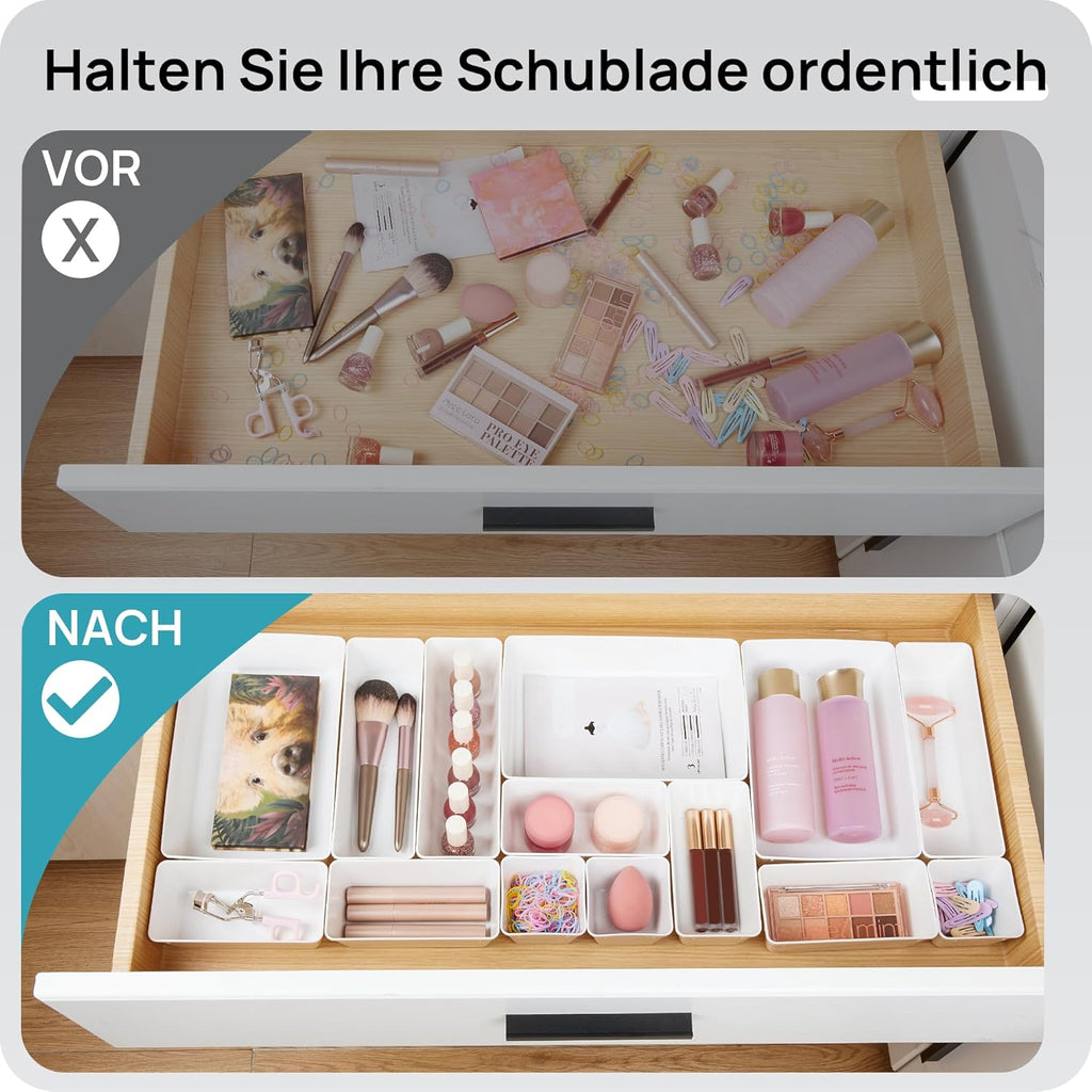 Vtopmart 25 PCS Plastic Drawer Organizers - Versatile Storage Trays for Makeup, Kitchen & Office