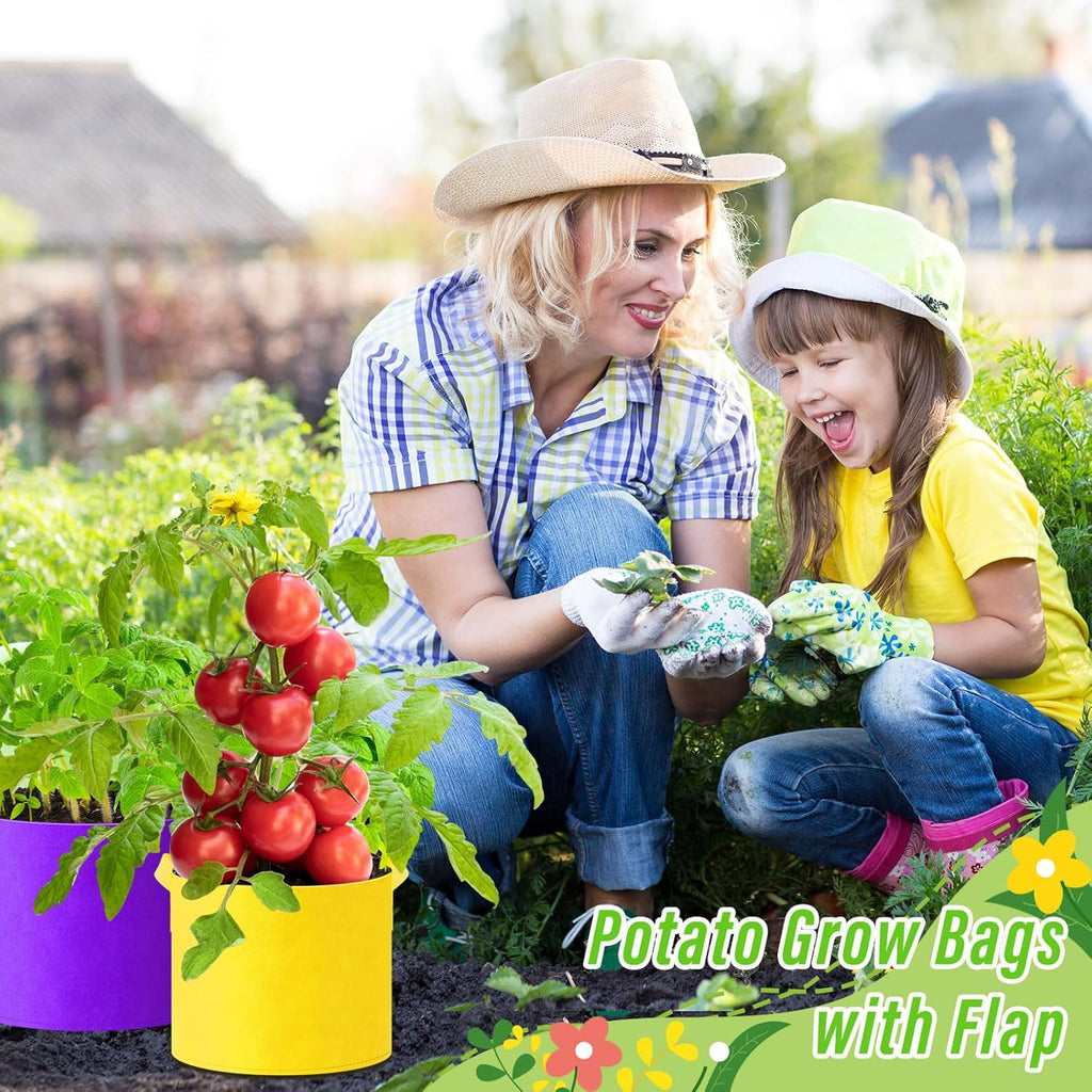 Ziliny 24 Pcs Multicolor Fabric Grow Bags - Thickened Non-Woven Planters with Handles | 5 Gallon Size