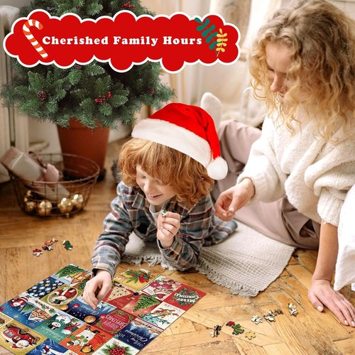 Lihome Advent Calendar Puzzle 2024 - 1008 Pieces Christmas Countdown Jigsaw Game for Family Fun