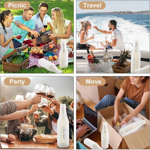64 Set Wine Bags for Travel Honeycomb Paper, Reusable Wine Bottle Protector Sleeves, Unbreakable Wine Travel Bags for Airplane Travel Transport Car Proof Safety Impact Resist White