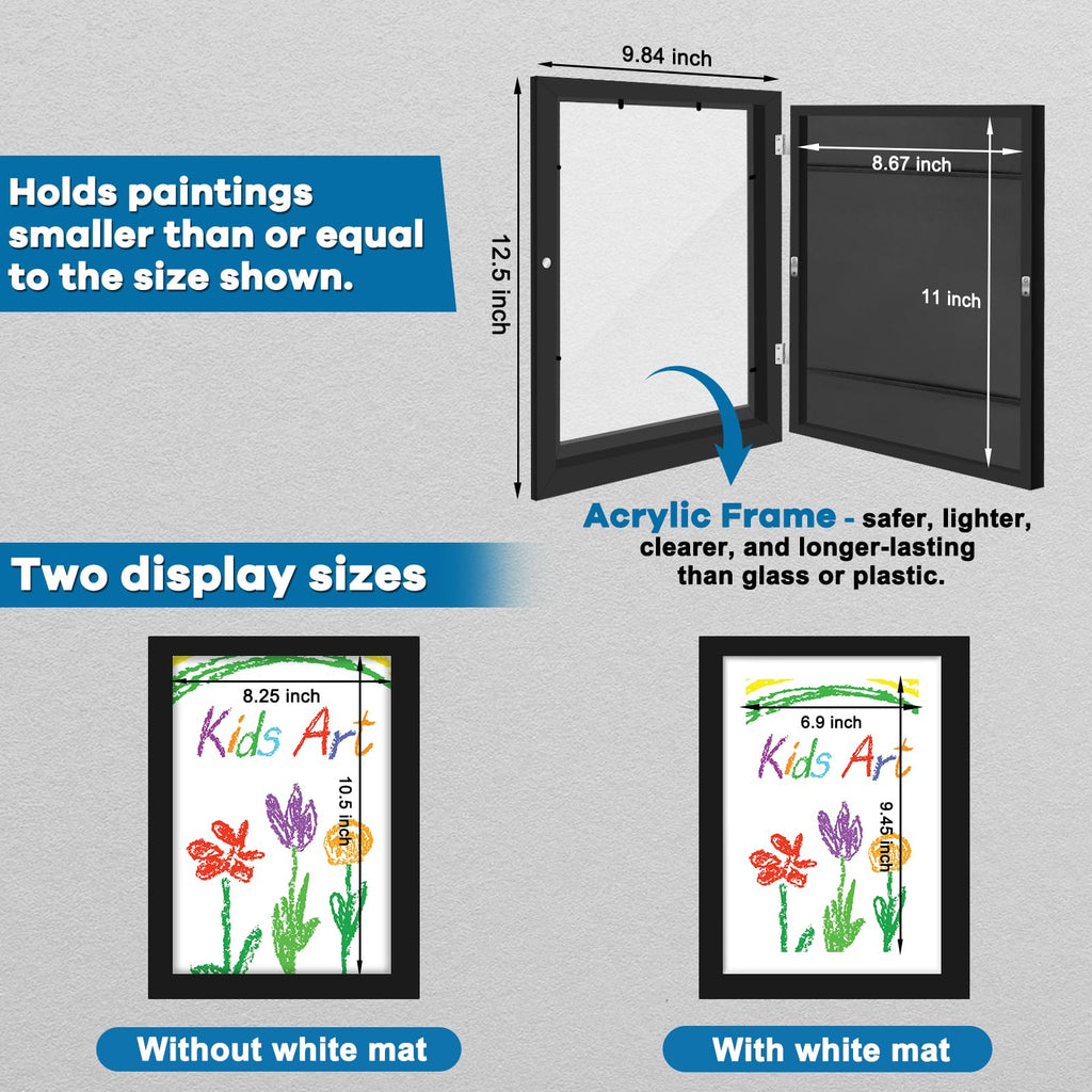 TolleSonne 8 Pack Kids Artwork Frames Changeable, 8.5x11in Kids Art Frames Front Opening, Children Art Projects Kids Art Frames Picture Frames for Kids Drawing, Crafts and Photos, Holds 130 Pcs