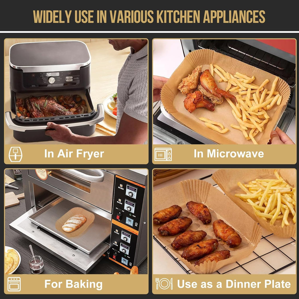 MMH Air Fryer Liners - 150PCs for Ninja DZ071 & AD600CO, 100PCs Small & 50PCs Large Disposable Paper Liners