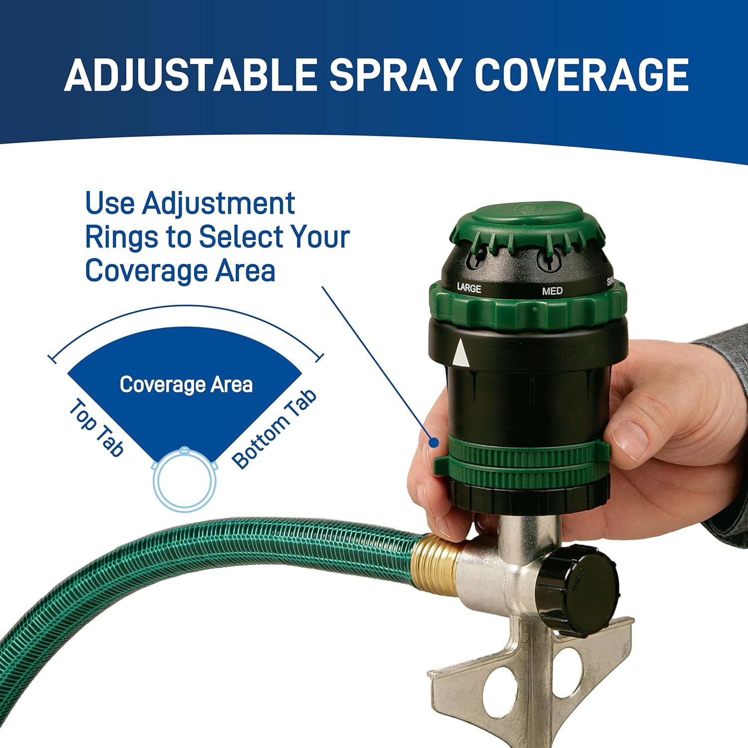 Orbit H2O-Six Gear-Drive Sprinkler - Customizable Lawn Watering Coverage | Durable Metal T-Spike, Multi-Pattern Rotating Head
