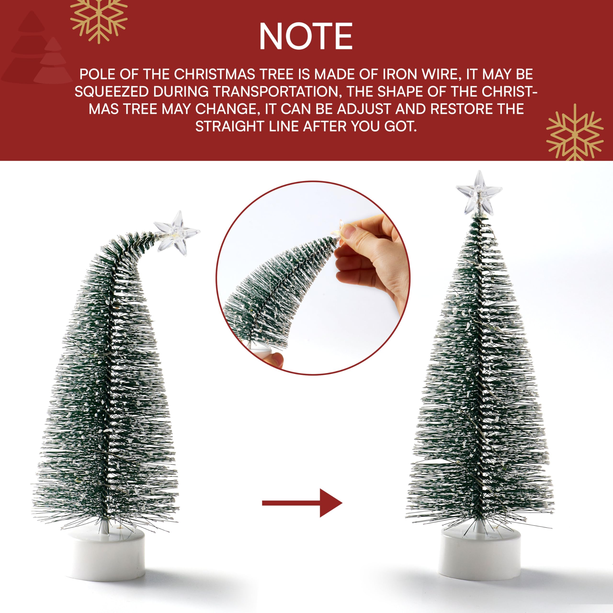 JOYIN 8 Pcs Mini Xmas Tree with LED Lights, Prelit Classic Small Christmas Decor in 4 Sizes with Star Topper, Tabletop Artificial Tree with Snow for Xmas Indoor Home Decor Holiday Festive (Green)