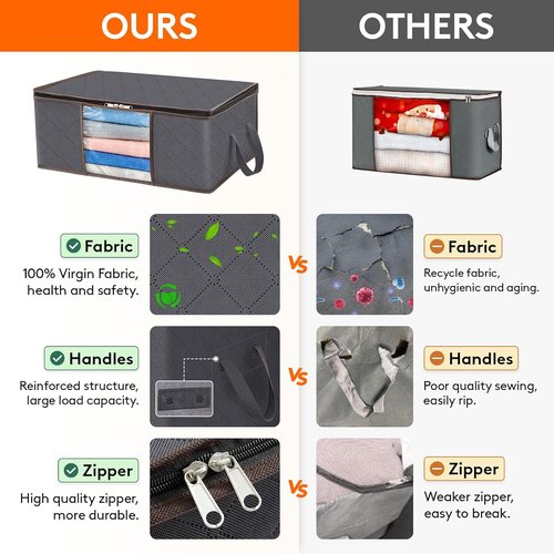 Lifewit 4-Pack Clothes Storage Bags - Foldable Closet Organizers with Clear Windows | Gray Fabric