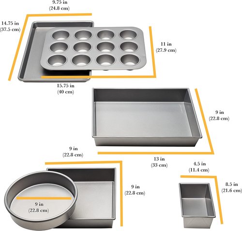 Chicago Metallic Bakeware Set - Non-Stick 6-Piece Collection in Silver for Perfect Baking Results