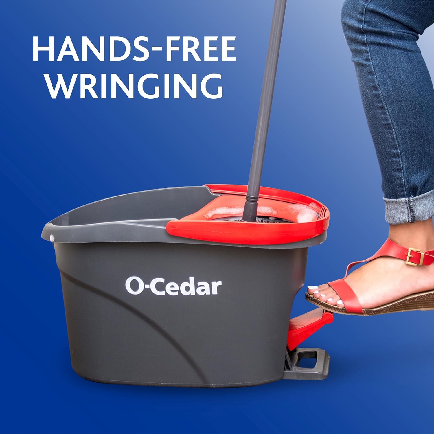 O-Cedar EasyWring Microfiber Spin Mop System - Includes 2 Extra Refills | Red/Gray Color