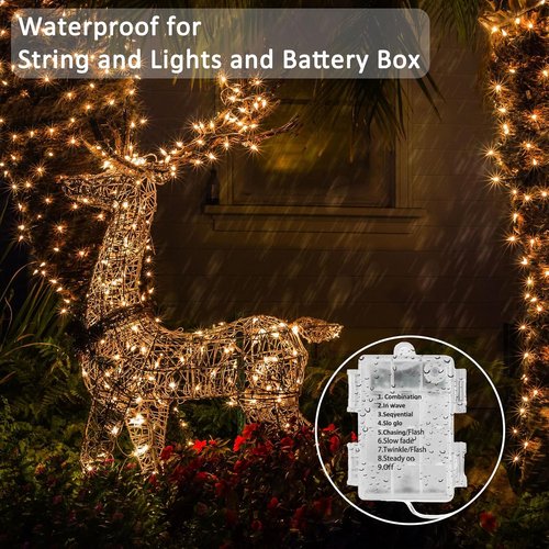 Beieverluck 33FT 100 LED Fairy Lights - Battery Operated with Remote & Timer | Waterproof Indoor/Outdoor Decor