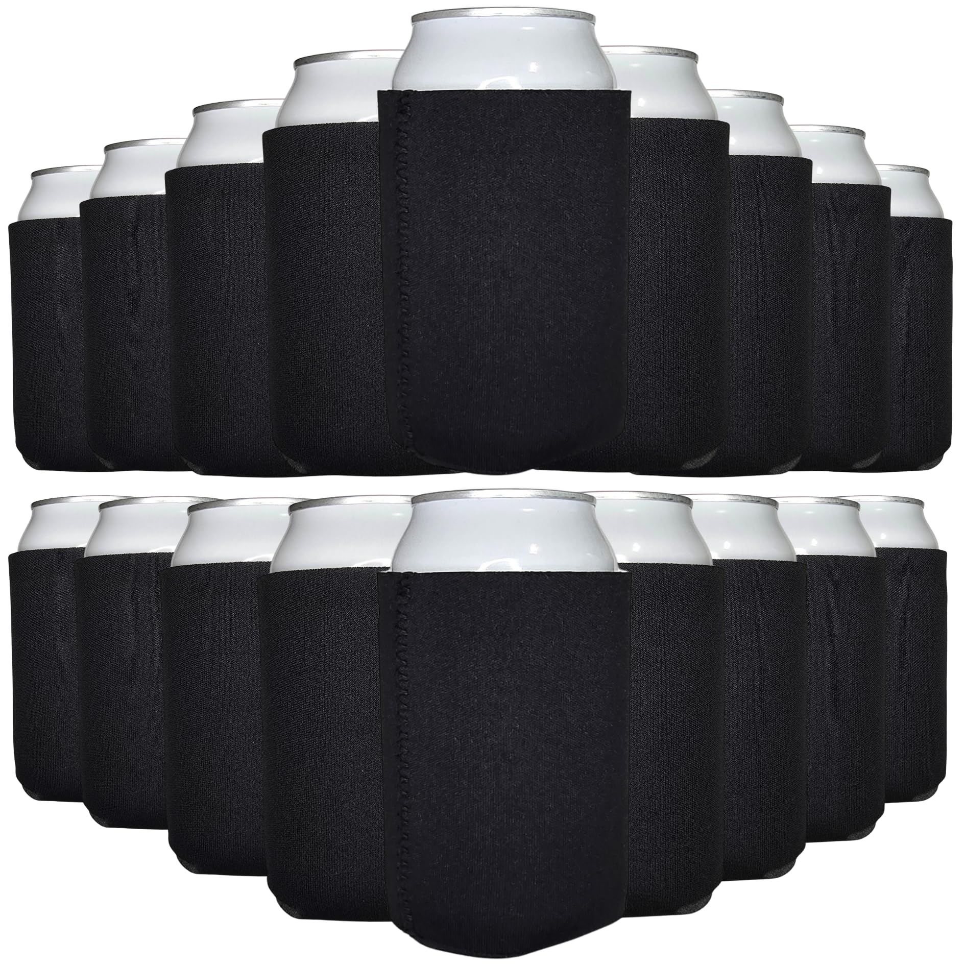 TahoeBay Neoprene Can Cooler Sleeves (25-Pack) Bulk Blank Sublimation Blanks for Vinyl Regular Size Plain Beer Coolers for Soda Cans & Bottles Black, White, Solid Color Set (Black)