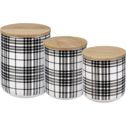 Primitives by Kathy Black Plaid Decorative Canister Set