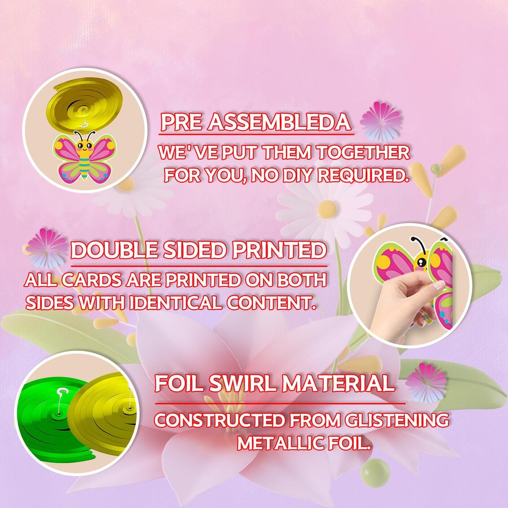 YQUQWN 48 PCS Spring Hanging Swirls Decorations Sun Flowers Butterfly Ceiling Swirls Spring Summer Birthday Party Decorations for Classroom Baby Shower Streamers Decor