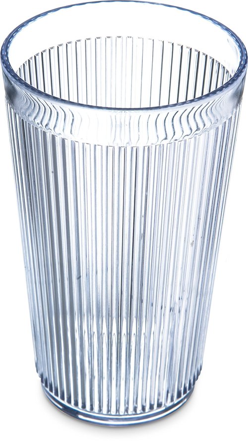Carlisle FoodService Products Crystalon Stack-All Stackable Tumbler Plastic Tumbler with Ribbed Texture for Restaurants, Catering, Kitchens, Plastic, 12.5 Ounces, Clear, (Pack of 48)