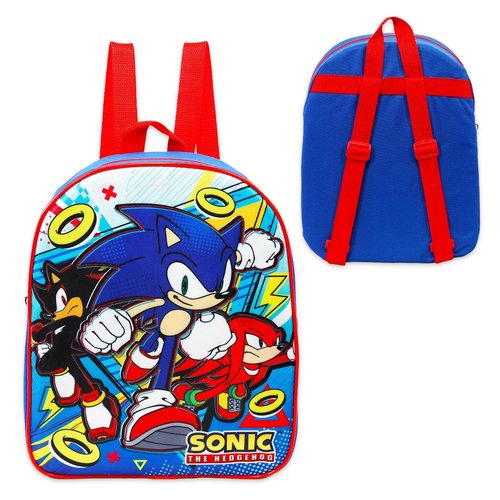 Sonic Mini Backpack for Kids - Bundle with 11” Video Game Mini Backpack Plus Stickers, Water Bottle, More | Sonic Preschool Bag for Boys, Girls, Kids