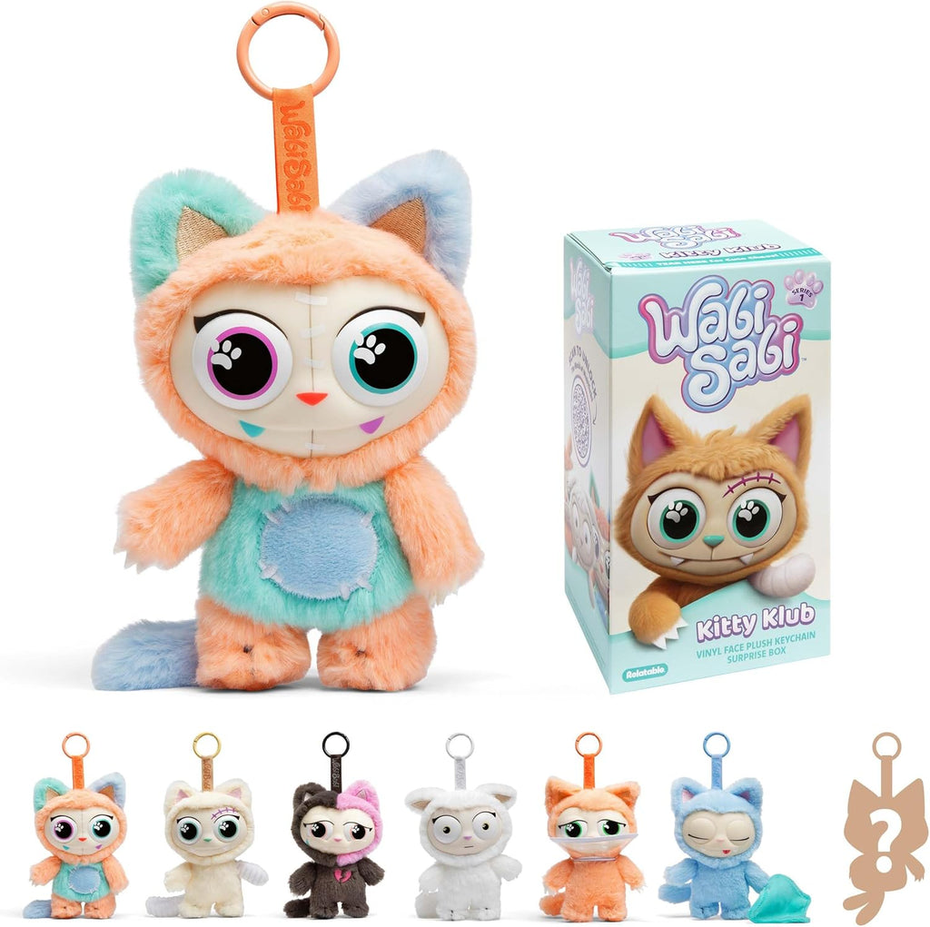 Relatable WabiSabi Kitty Club Blind Box - Soft Collectible Plush Keychain Figures for Kids & Teens