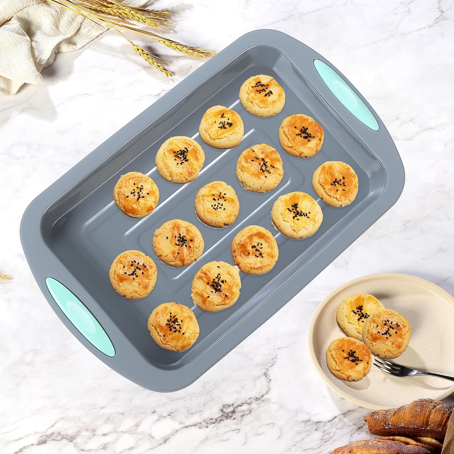 Tongjude Silicone Bakeware Set - 51 Piece Non-Stick Kitchen Baking Pans & Molds | Versatile Muffin, Cake, Donut & Loaf Pans
