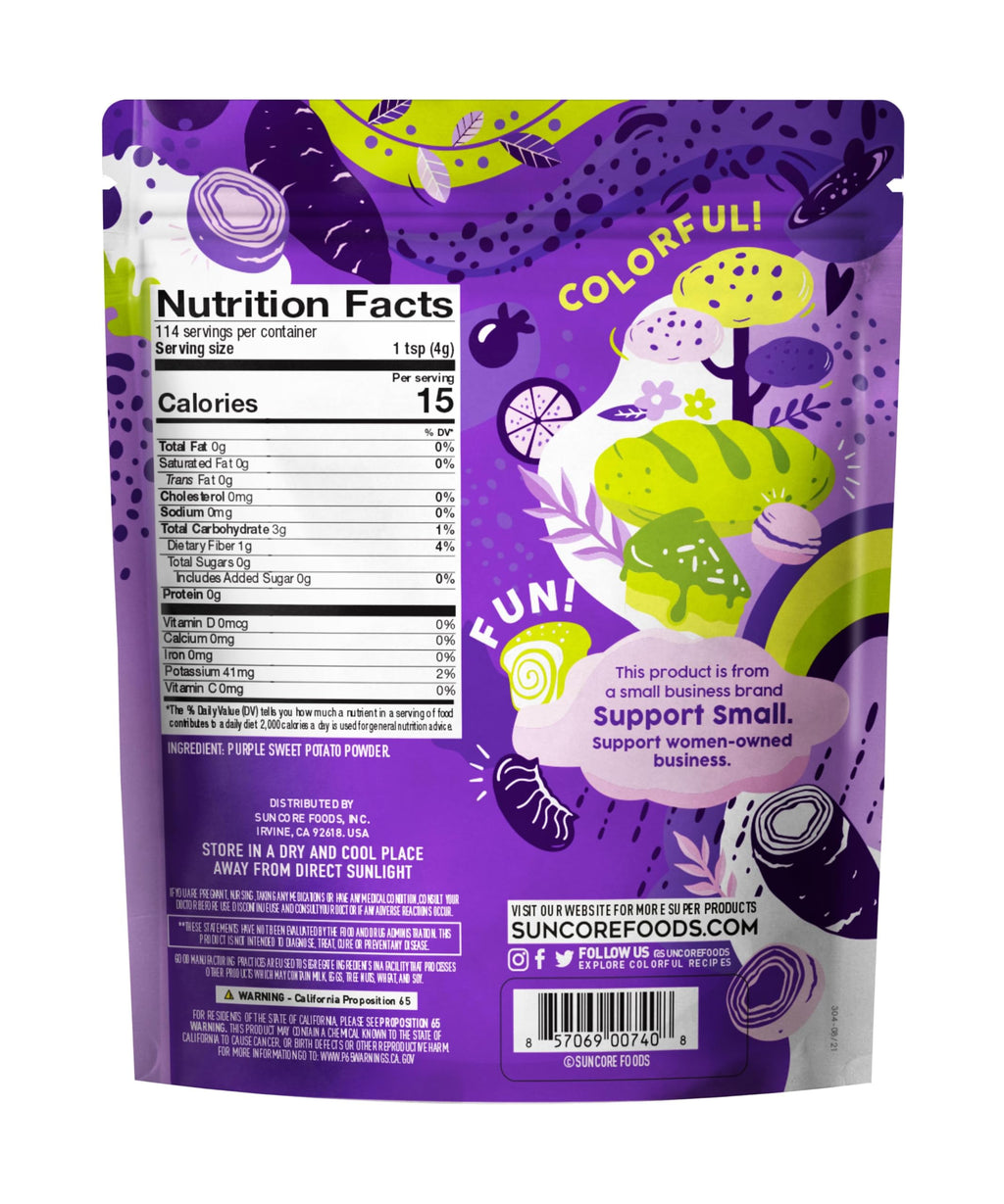 Suncore Foods Purple Sweet Potato Powder, Purple Food Coloring Powder, Gluten-Free, Non-GMO, 16oz, 1 Pack