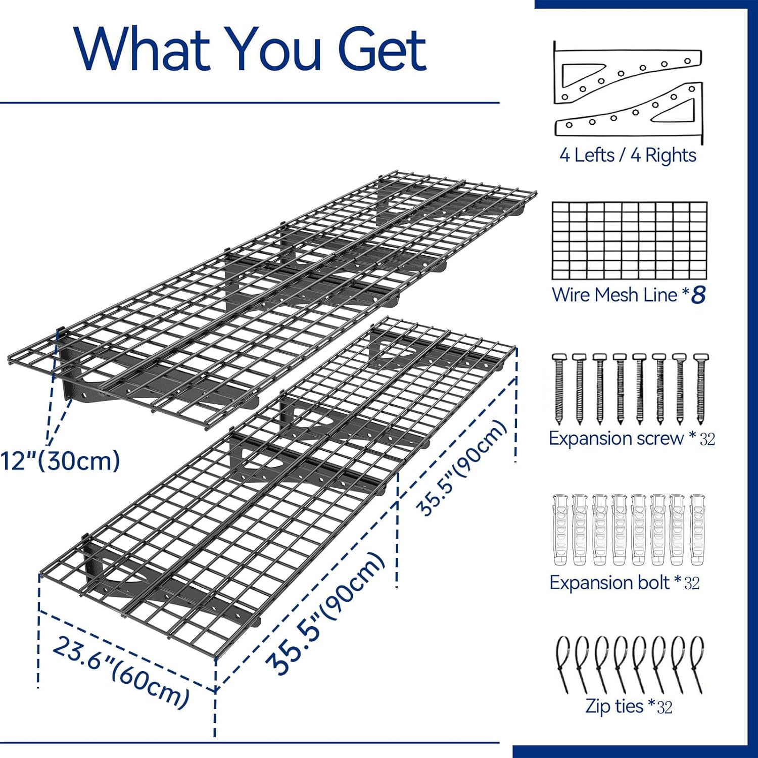 Sturdy 2-Pack Garage Wall Shelving | Heavy Duty Storage Rack for 1200 LBS | Black 70.86" x 23.6"