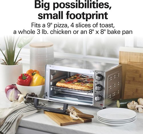 Hamilton Beach Toaster Oven & Pizza Maker - Large 4-Slice Capacity, Stainless Steel Finish