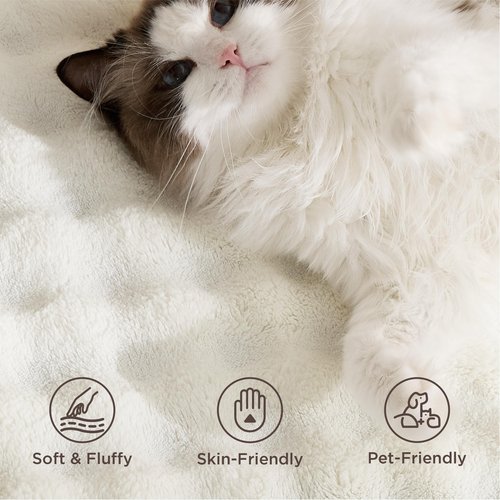 Bedsure 5x7 Fluffy Area Rugs for Living Room, Machine Washable Rugs, Non-Slip Backing, Non-Shedding, Pet Friendly Throw Rug for Bedroom Dining Room, Coconut White