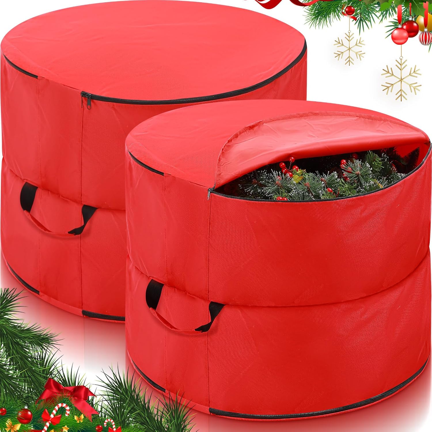 Regine Switzerland 26" Extra Large Double-Sided Christmas Wreath Storage Bag - Waterproof & Heavy Duty